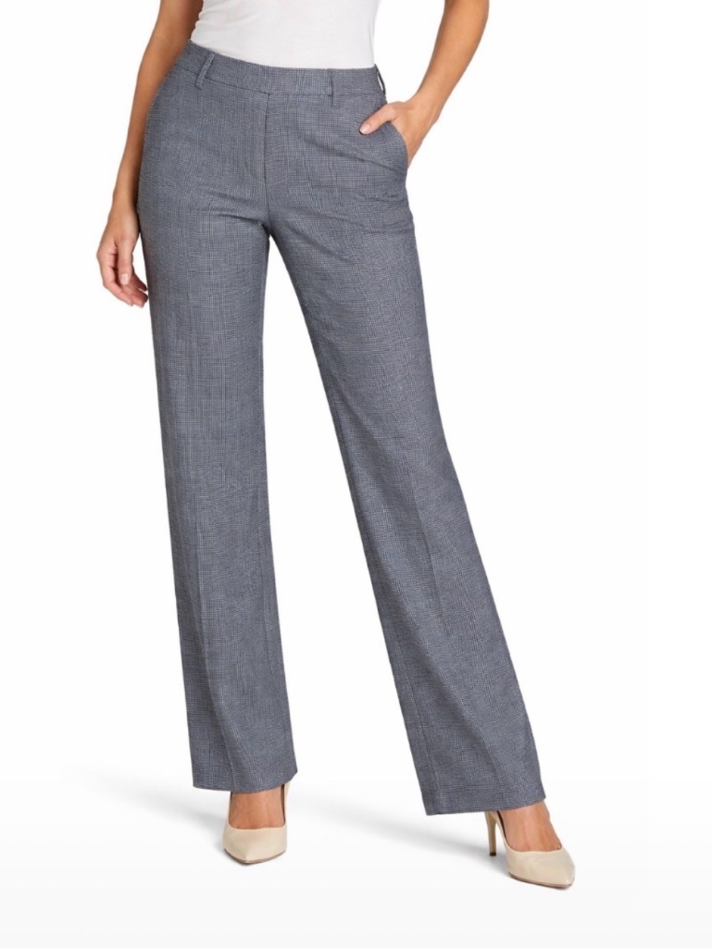 Nine West black/white plaid checkered Wide-Leg Dress Pants NEW SZ 6 career